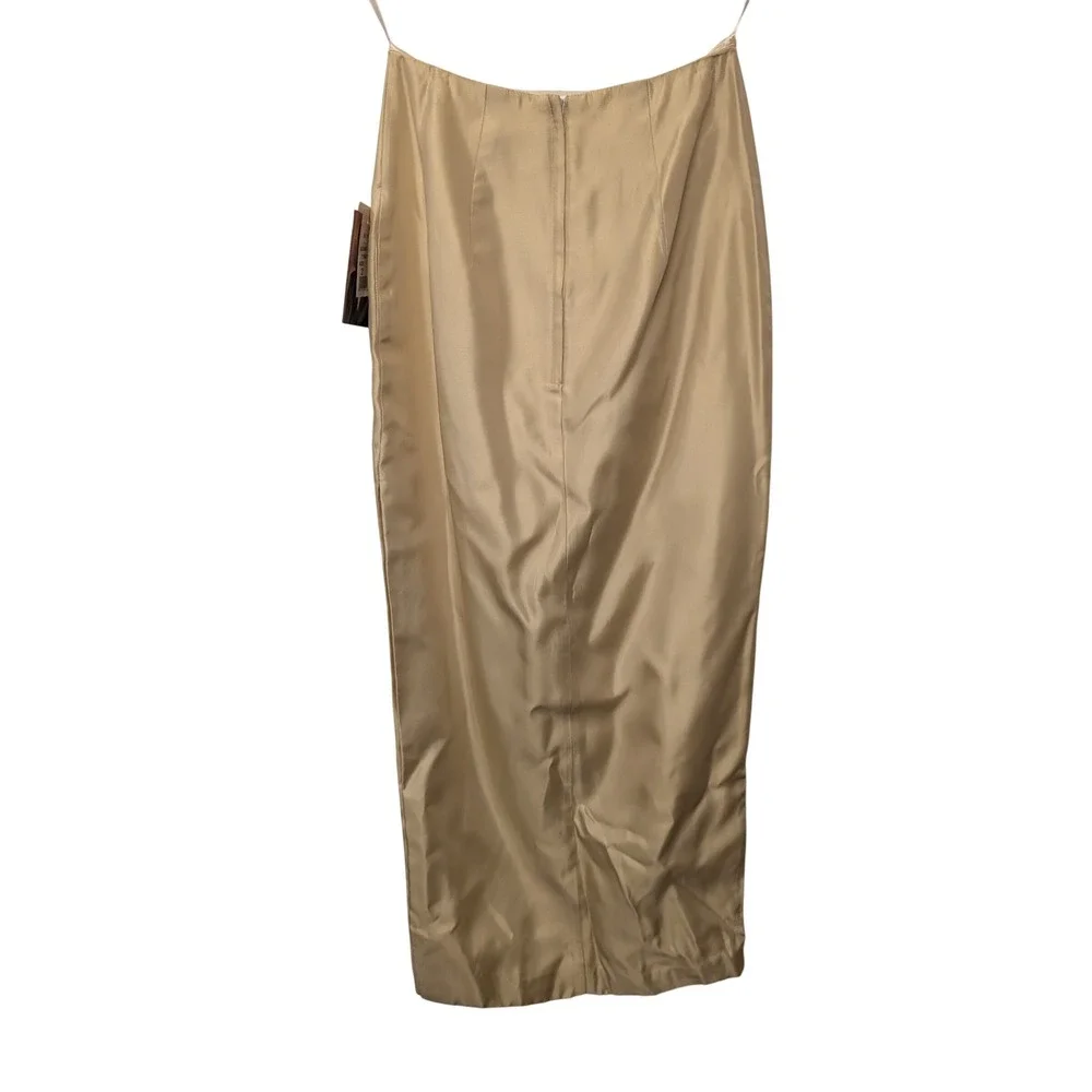 Jessica McClintock Vintage Gold Satin Maxi Skirt‎ Size 2 Formal Evening 90s Chic